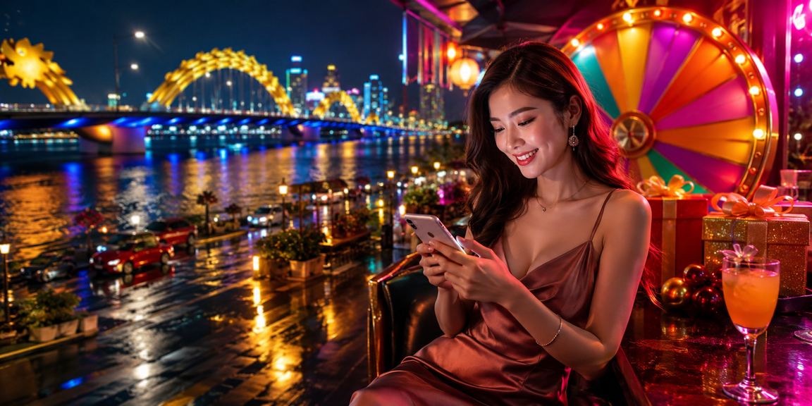 Màn hình neon sáng rực tại Đà Nẵng trong buổi tối cá cược trực tuyến